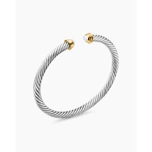 NEW David Yurman Cable Kids Bracelet Sterling Silver 14K Yellow Gold and Pearls,